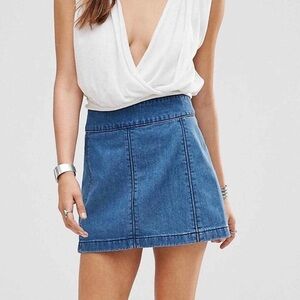 Free People Zip To It Denim Mini Skirt Size 8